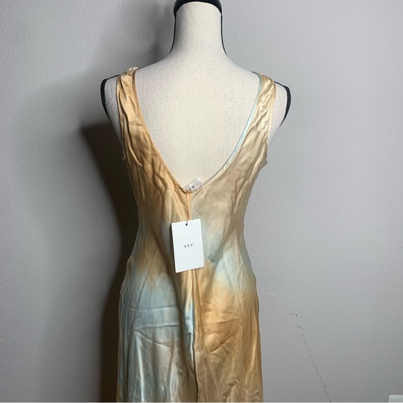 A.L.C Amana Blue Tan Satin Maxi Dress - Picture 12 of 15